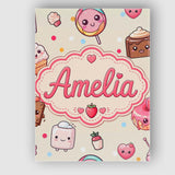 Personalised Name Cute Kawaii Dessert Cake Custom  Unique Gift Idea Elegant Feature Canvas Wall Art Print Decor Picture Ready to Hang