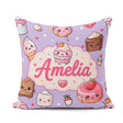 Custom Name Kawaii Dessert Cake Donut Candy Sweet Treat Seamless Square Filled Cushion Throw Pillow Sofa Bed Home Decor Zip Washable UK Made