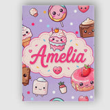 Personalised Name Cute Kawaii Dessert Cake Custom  Unique Gift Idea Elegant Feature Canvas Wall Art Print Decor Picture Ready to Hang