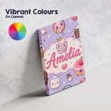 Personalised Name Cute Kawaii Dessert Cake Custom  Unique Gift Idea Elegant Feature Canvas Wall Art Print Decor Picture Ready to Hang