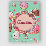 Personalised Name Cute Kawaii Dessert Cake Custom  Unique Gift Idea Elegant Feature Canvas Wall Art Print Decor Picture Ready to Hang