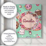 Personalised Name Cute Kawaii Dessert Cake Custom  Unique Gift Idea Elegant Feature Canvas Wall Art Print Decor Picture Ready to Hang