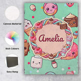 Personalised Name Cute Kawaii Dessert Cake Custom  Unique Gift Idea Elegant Feature Canvas Wall Art Print Decor Picture Ready to Hang