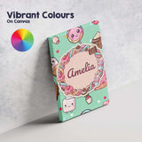 Personalised Name Cute Kawaii Dessert Cake Custom  Unique Gift Idea Elegant Feature Canvas Wall Art Print Decor Picture Ready to Hang