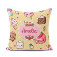 Custom Name Kawaii Dessert Cake Donut Candy Sweet Treat Seamless Square Filled Cushion Throw Pillow Sofa Bed Home Decor Zip Washable UK Made