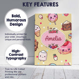Personalised Name Cute Kawaii Dessert Cake Custom  Unique Gift Idea Elegant Feature Canvas Wall Art Print Decor Picture Ready to Hang