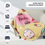Cute Kawaii Dessert Cake Cupcake Donut Candy Sweet Treat Seamless  Personalised Custom Name Super Soft Fleece Blanket Bed Sofa Throw