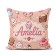 Custom Name Kawaii Dessert Cake Donut Candy Sweet Treat Seamless Square Filled Cushion Throw Pillow Sofa Bed Home Decor Zip Washable UK Made