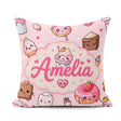 Custom Name Kawaii Dessert Cake Donut Candy Sweet Treat Seamless Square Filled Cushion Throw Pillow Sofa Bed Home Decor Zip Washable UK Made