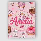 Personalised Name Cute Kawaii Dessert Cake Custom  Unique Gift Idea Elegant Feature Canvas Wall Art Print Decor Picture Ready to Hang