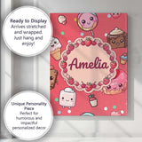 Personalised Name Cute Kawaii Dessert Cake Custom  Unique Gift Idea Elegant Feature Canvas Wall Art Print Decor Picture Ready to Hang