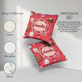 Custom Name Kawaii Dessert Cake Donut Candy Sweet Treat Seamless Square Filled Cushion Throw Pillow Sofa Bed Home Decor Zip Washable UK Made