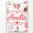 Cute Kawaii Dessert Cake Cupcake Donut Candy Sweet Treat Seamless  Personalised Custom Name Super Soft Fleece Blanket Bed Sofa Throw