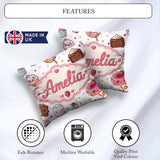 Custom Name Kawaii Dessert Cake Donut Candy Sweet Treat Seamless Square Filled Cushion Throw Pillow Sofa Bed Home Decor Zip Washable UK Made