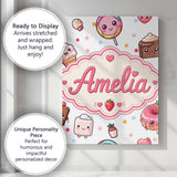 Personalised Name Cute Kawaii Dessert Cake Custom  Unique Gift Idea Elegant Feature Canvas Wall Art Print Decor Picture Ready to Hang