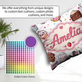 Custom Name Kawaii Dessert Cake Donut Candy Sweet Treat Seamless Square Filled Cushion Throw Pillow Sofa Bed Home Decor Zip Washable UK Made