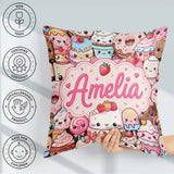 Custom Name Dessert Cake Cupcake Donut Candy Sweet Treat Collage Square Filled Cushion Throw Pillow Sofa Bed Home Decor Zip Washable UK Made