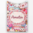 Cute Kawaii Dessert Cake Cupcake Donut Candy Sweet Treat Collage  Personalised Custom Name Super Soft Fleece Blanket Bed Sofa Throw