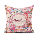 Custom Name Dessert Cake Cupcake Donut Candy Sweet Treat Collage Square Filled Cushion Throw Pillow Sofa Bed Home Decor Zip Washable UK Made