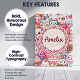 Personalised Name Cute Kawaii Dessert Cake Custom  Unique Gift Idea Elegant Feature Canvas Wall Art Print Decor Picture Ready to Hang
