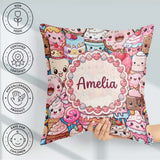 Custom Name Dessert Cake Cupcake Donut Candy Sweet Treat Collage Square Filled Cushion Throw Pillow Sofa Bed Home Decor Zip Washable UK Made