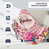 Cute Kawaii Dessert Cake Cupcake Donut Candy Sweet Treat Collage  Personalised Custom Name Super Soft Fleece Blanket Bed Sofa Throw