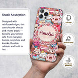 Cute Kawaii Dessert Cake Cupcake Donut Candy Custom Name Protective Phone Case Mobile Cover Durable Everyday Smartphone Shock Resistant