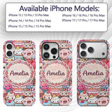 Cute Kawaii Dessert Cake Cupcake Donut Candy Custom Name Protective Phone Case Mobile Cover Durable Everyday Smartphone Shock Resistant