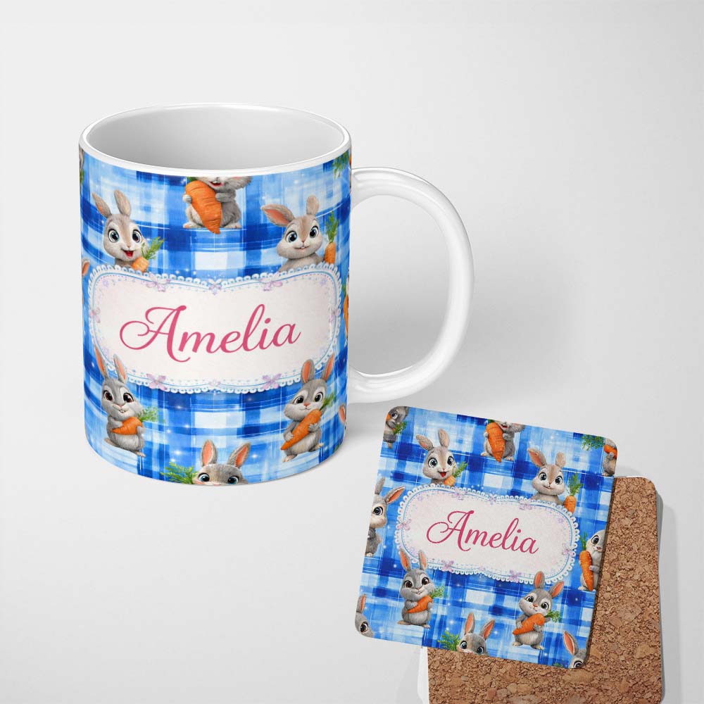 Personalized Custom Name Watercolor Iridescent Beetle Butterfly Insect Seamless Pattern 11oz Ceramic Coffee Tea Mug White Large Handle