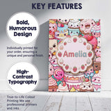 Personalised Name Cute Kawaii Dessert Cake Custom  Unique Gift Idea Elegant Feature Canvas Wall Art Print Decor Picture Ready to Hang