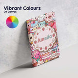 Personalised Name Cute Kawaii Dessert Cake Custom  Unique Gift Idea Elegant Feature Canvas Wall Art Print Decor Picture Ready to Hang