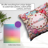 Custom Name Dessert Cake Cupcake Donut Candy Sweet Treat Collage Square Filled Cushion Throw Pillow Sofa Bed Home Decor Zip Washable UK Made