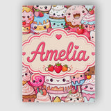 Personalised Name Cute Kawaii Dessert Cake Custom  Unique Gift Idea Elegant Feature Canvas Wall Art Print Decor Picture Ready to Hang