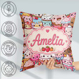 Custom Name Dessert Cake Cupcake Donut Candy Sweet Treat Collage Square Filled Cushion Throw Pillow Sofa Bed Home Decor Zip Washable UK Made