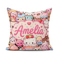 Custom Name Dessert Cake Cupcake Donut Candy Sweet Treat Collage Square Filled Cushion Throw Pillow Sofa Bed Home Decor Zip Washable UK Made
