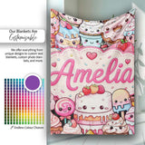 Cute Kawaii Dessert Cake Cupcake Donut Candy Sweet Treat Collage  Personalised Custom Name Super Soft Fleece Blanket Bed Sofa Throw