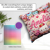 Custom Name Dessert Cake Cupcake Donut Candy Sweet Treat Collage Square Filled Cushion Throw Pillow Sofa Bed Home Decor Zip Washable UK Made