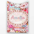 Cute Kawaii Dessert Cake Cupcake Donut Candy Sweet Treat Collage  Personalised Custom Name Super Soft Fleece Blanket Bed Sofa Throw