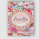 Personalised Name Cute Kawaii Dessert Cake Custom  Unique Gift Idea Elegant Feature Canvas Wall Art Print Decor Picture Ready to Hang
