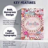 Personalised Name Cute Kawaii Dessert Cake Custom  Unique Gift Idea Elegant Feature Canvas Wall Art Print Decor Picture Ready to Hang