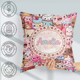 Custom Name Dessert Cake Cupcake Donut Candy Sweet Treat Collage Square Filled Cushion Throw Pillow Sofa Bed Home Decor Zip Washable UK Made
