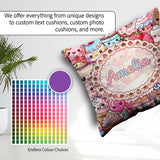 Custom Name Dessert Cake Cupcake Donut Candy Sweet Treat Collage Square Filled Cushion Throw Pillow Sofa Bed Home Decor Zip Washable UK Made