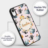Cute Halloween Ghost Pumpkin Bat Cat Seamless Custom Name Protective Phone Case Mobile Cover Durable Everyday Smartphone Shock Resistant