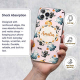 Cute Halloween Ghost Pumpkin Bat Cat Seamless Custom Name Protective Phone Case Mobile Cover Durable Everyday Smartphone Shock Resistant