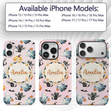 Cute Halloween Ghost Pumpkin Bat Cat Seamless Custom Name Protective Phone Case Mobile Cover Durable Everyday Smartphone Shock Resistant