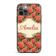 Vintage Red Flower Botanical Seamless Pattern Custom Name Protective Phone Case Mobile Cover Durable Everyday Smartphone Shock Resistant