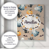 Personalised Name Cute Halloween Ghost Custom  Modern Room Accent Elegant Feature Canvas Wall Art Print Decor Picture Ready to Hang