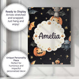 Personalised Name Cute Halloween Bat Custom Premium Decorative Design Modern Room Accent Canvas Wall Art Print Decor Picture Ready to Hang