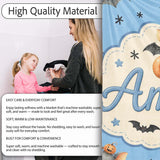 Cute Halloween Bat Pumpkin Star Night Seamless Pattern Blue  Personalised Custom Name Super Soft Fleece Blanket Bed Sofa Throw