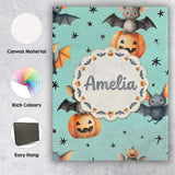 Personalised Name Cute Halloween Bat Custom Premium Decorative Design Modern Room Accent Canvas Wall Art Print Decor Picture Ready to Hang